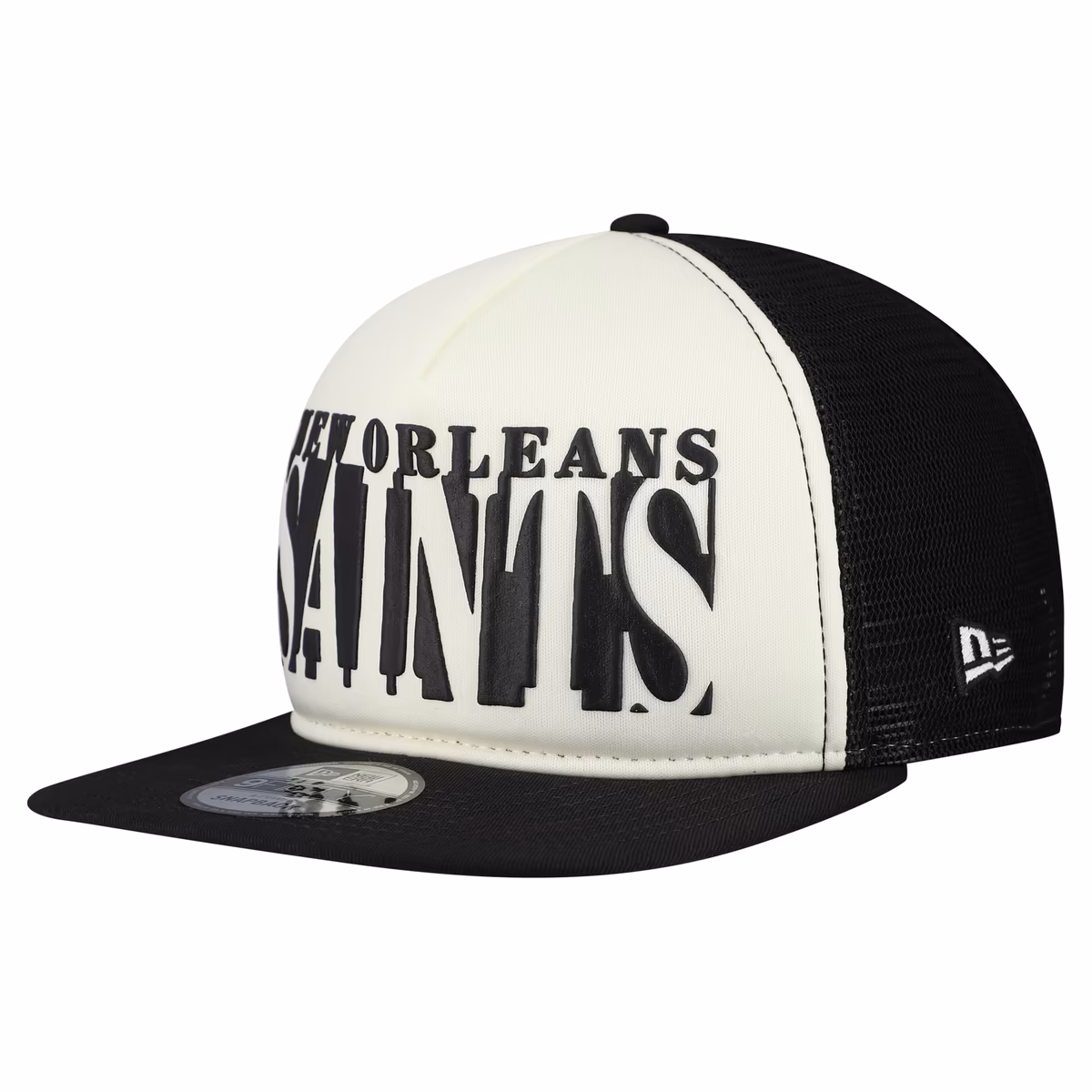Men's New Era Cream/Black New Orleans Saints Cutout A-Frame 9FIFTY Snapback Hat 4 Men's New Era Cream/Black New Orleans Saints Cutout A-Frame 9FIFTY Snapback Hat