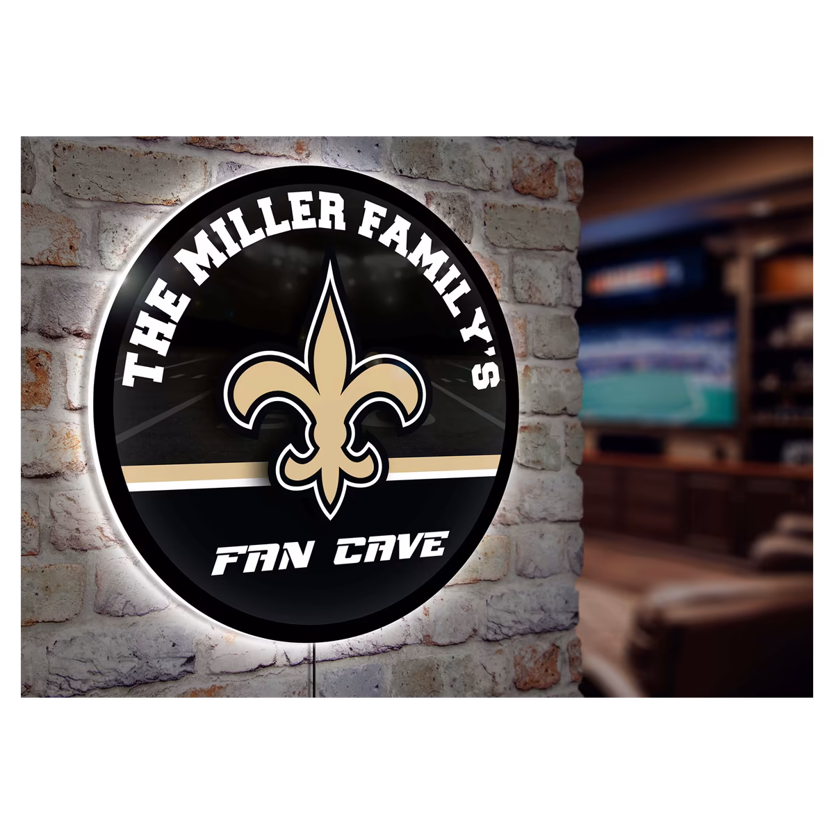 New Orleans Saints Personalized 23" Round LED Wall Sign