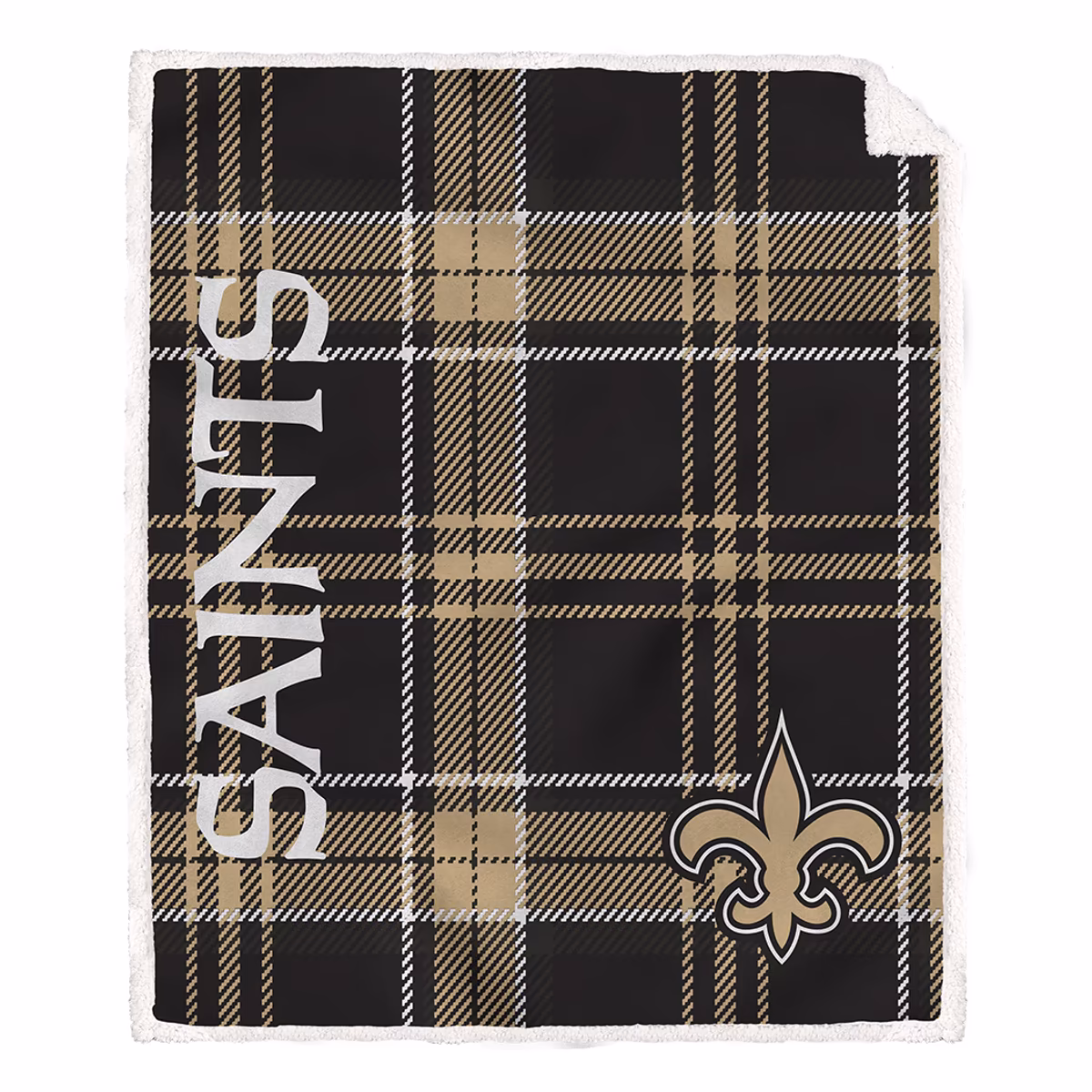 Pegasus New Orleans Saints 50" x 60" Playmaker Plaid Ultra Cozy Sherpa Throw