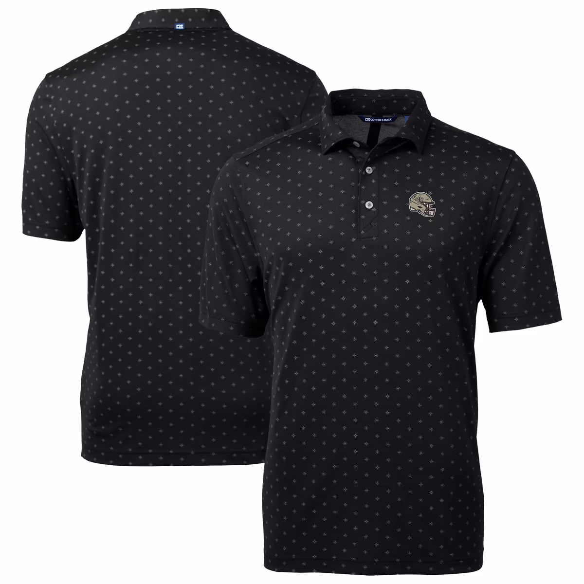 Men's Cutter & Buck Black New Orleans Saints Big & Tall Virtue Eco Pique Tile Print Recycled Polo