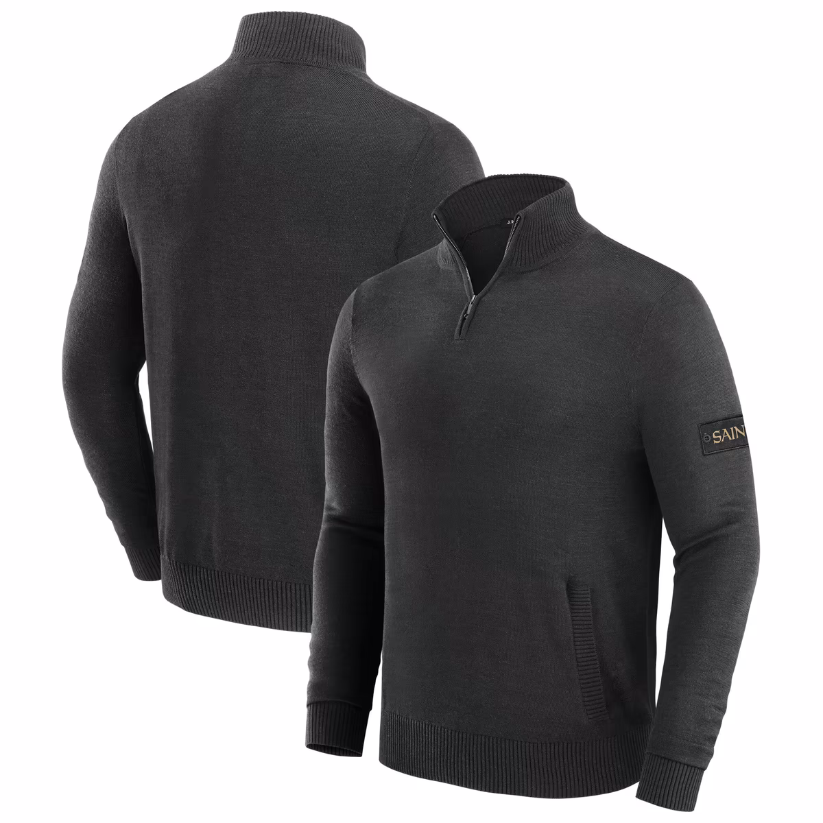 Men's J. Palmer Black New Orleans Saints Franchise Quarter-Zip Sweater