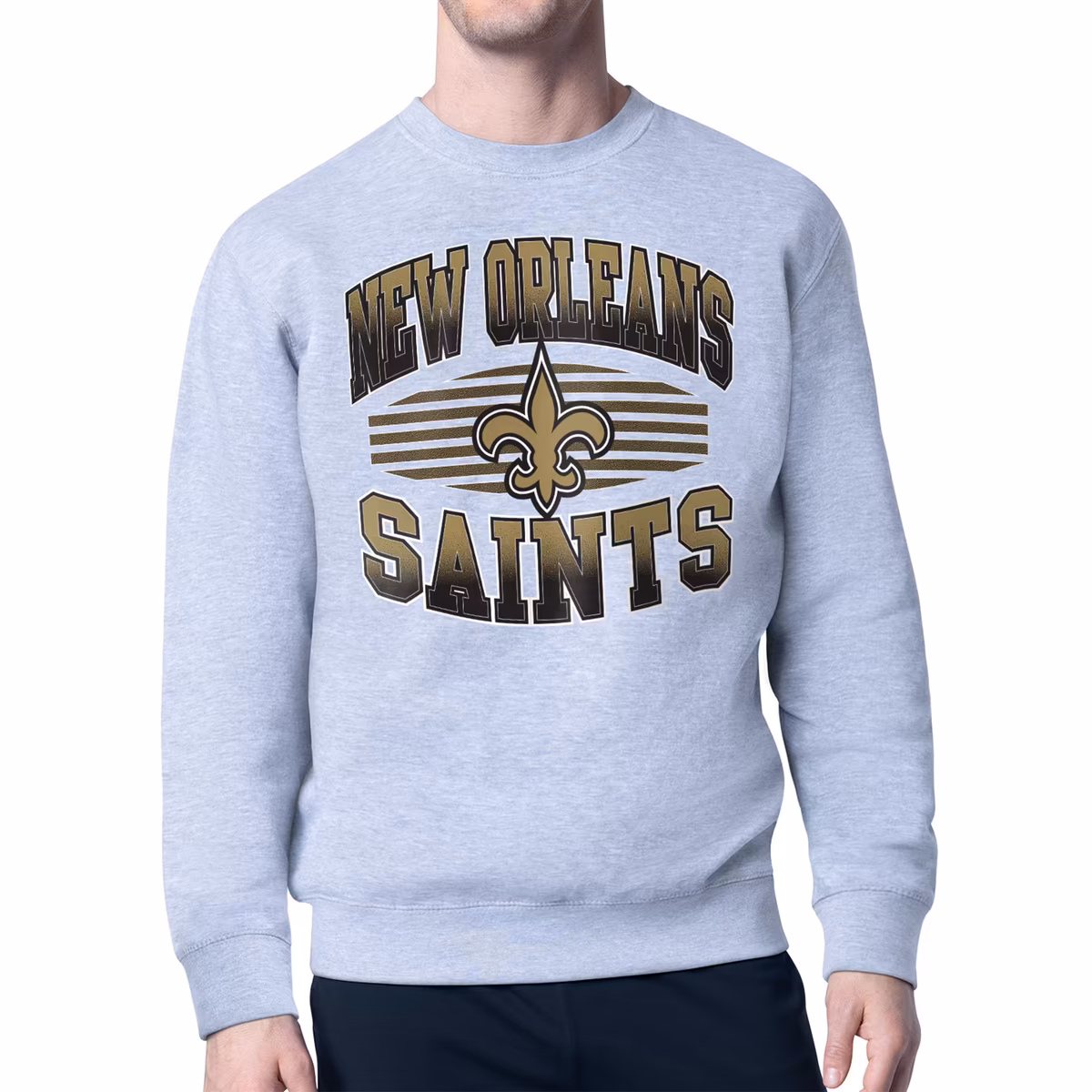 Men's Starter Heather Gray New Orleans Saints Team Grit Graphic Fleece Pullover Sweatshirt