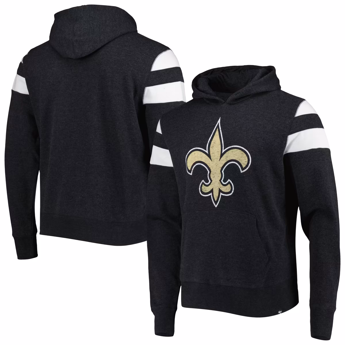Men's '47 Heathered Black New Orleans Saints Premier Nico Pullover Hoodie 12 Men's '47 Heathered Black New Orleans Saints Premier Nico Pullover Hoodie
