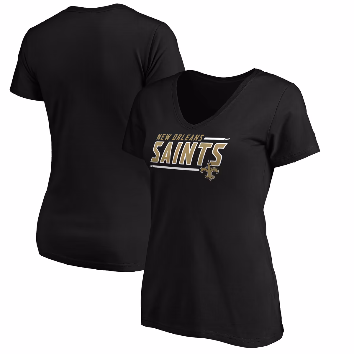 Women's Black New Orleans Saints Mascot In Bounds V-Neck T-Shirt 11 Women's Black New Orleans Saints Mascot In Bounds V-Neck T-Shirt