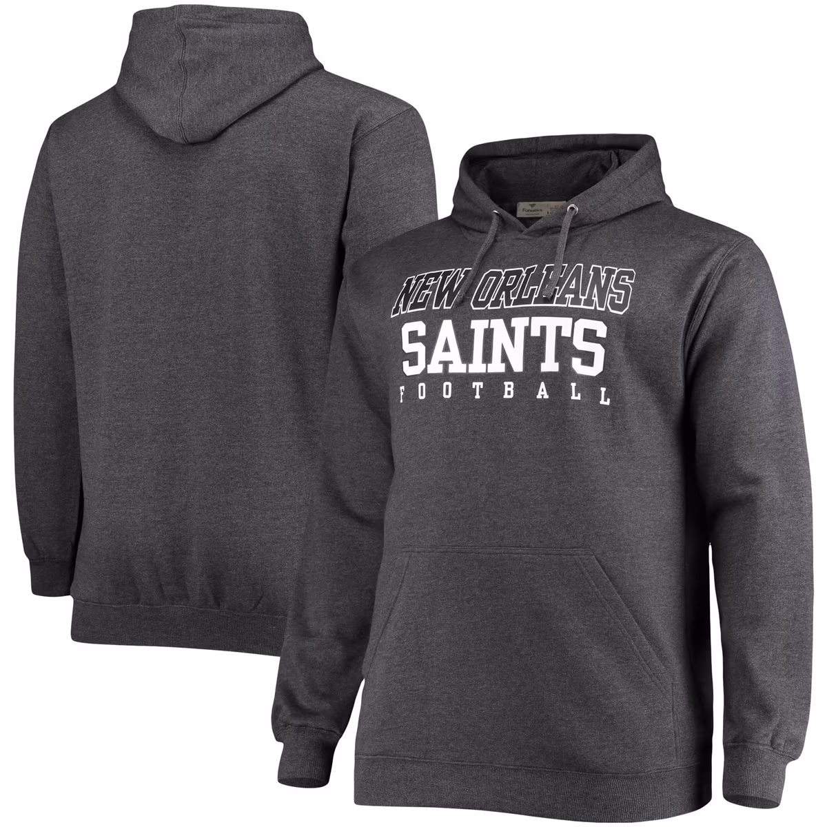 Men's Fanatics Heathered Charcoal New Orleans Saints Big & Tall Practice Pullover Hoodie 1 Men's Fanatics Heathered Charcoal New Orleans Saints Big & Tall Practice Pullover Hoodie