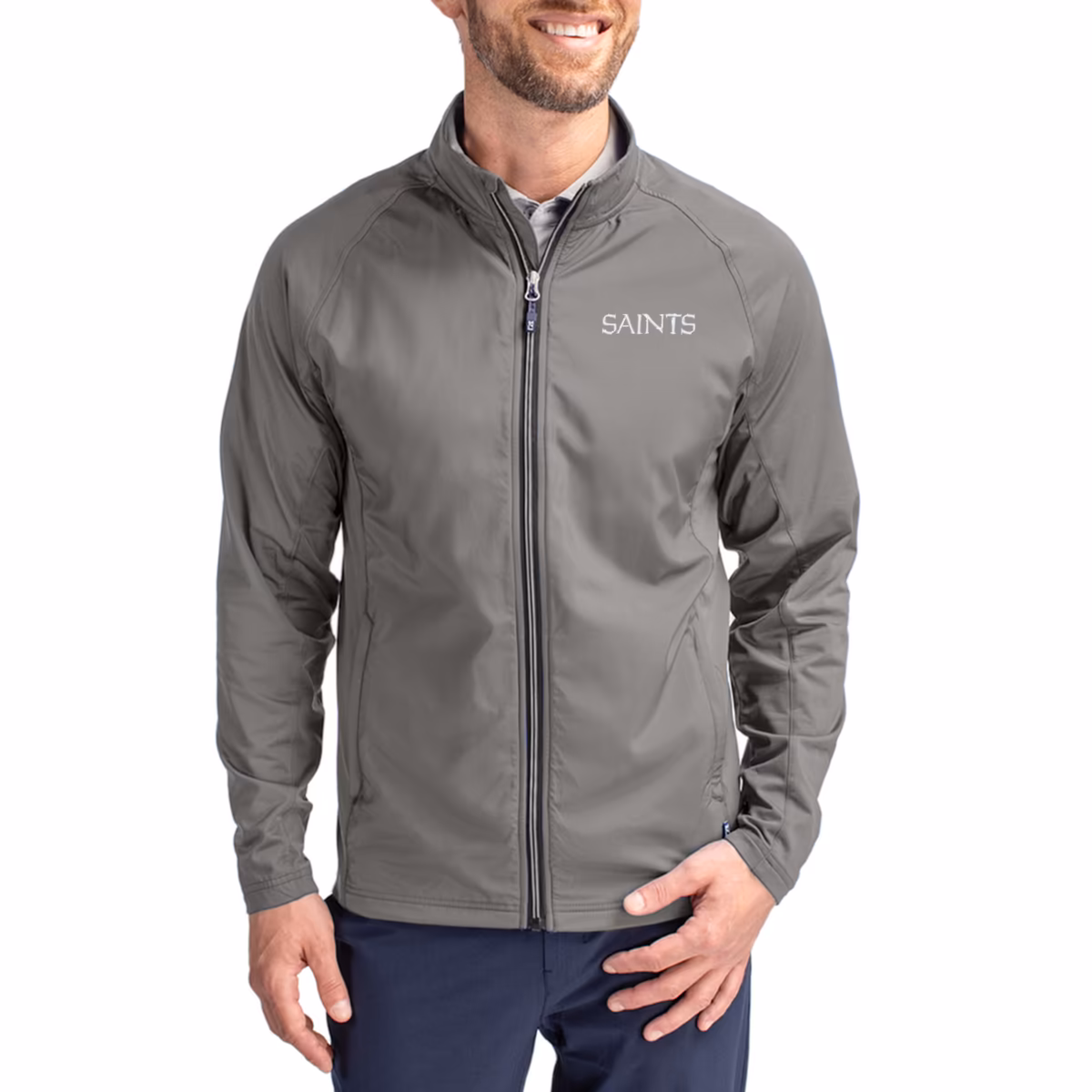 Men's Cutter & Buck Gray New Orleans Saints Adapt Eco Hybrid Recycled Full-Zip Jacket 1 Men's Cutter & Buck Gray New Orleans Saints Adapt Eco Hybrid Recycled Full-Zip Jacket