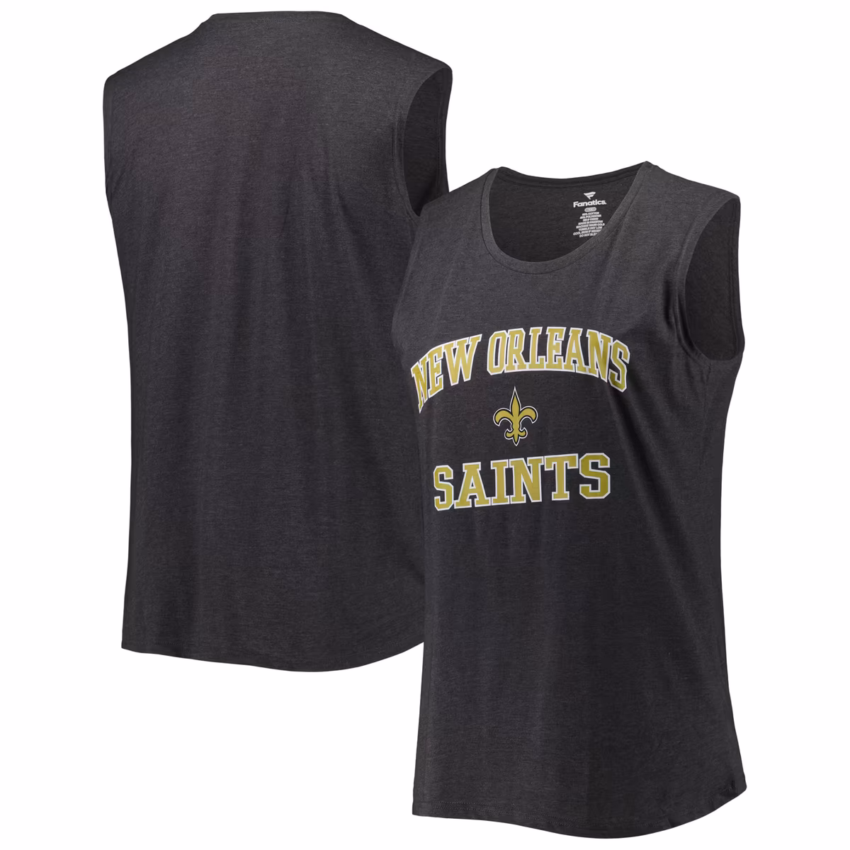 Women's Fanatics Heather Charcoal New Orleans Saints Plus Size Tank Top 1 Women's Fanatics Heather Charcoal New Orleans Saints Plus Size Tank Top