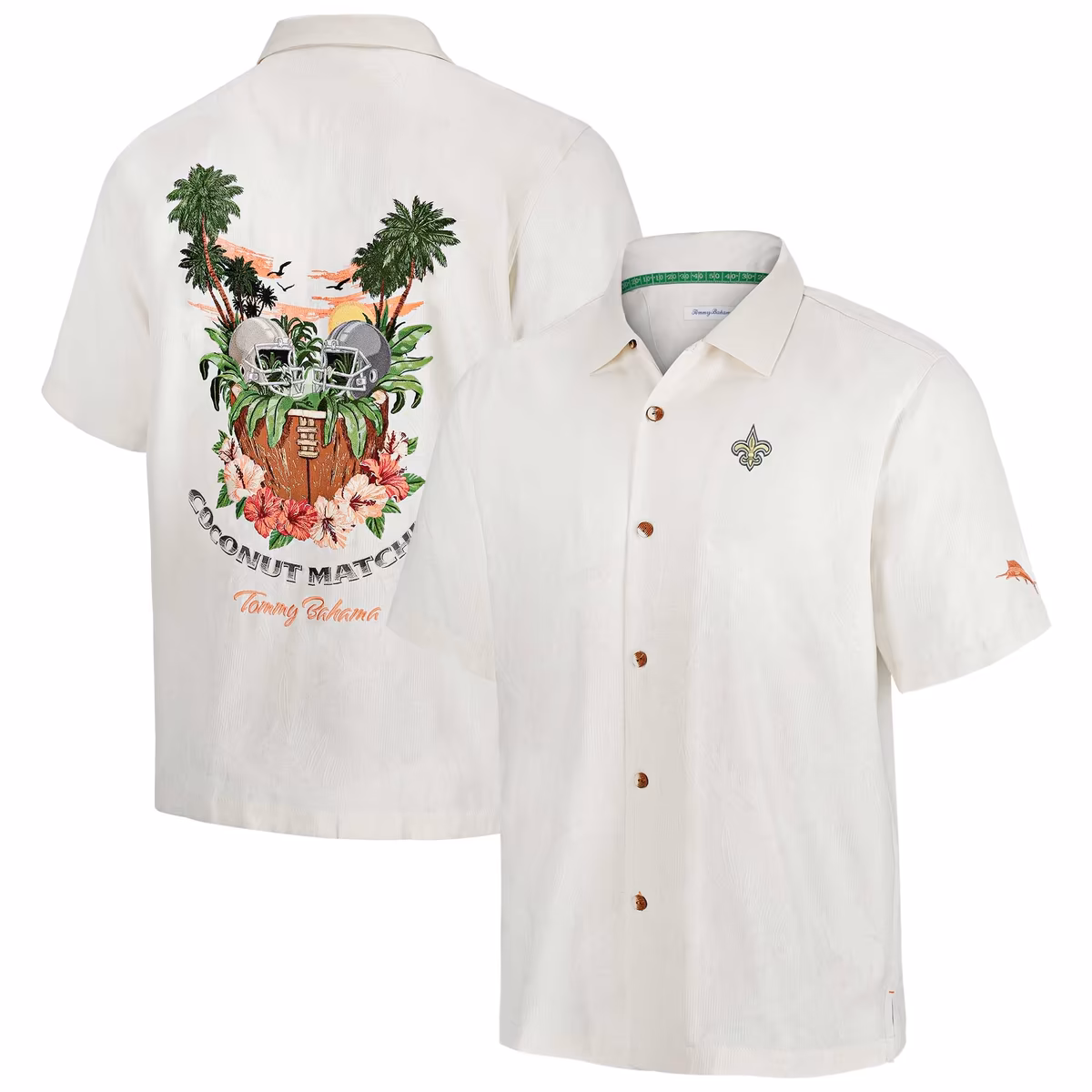 Men's Tommy Bahama White New Orleans Saints Coconut Matchup Camp Button-Up Shirt 8 Men's Tommy Bahama White New Orleans Saints Coconut Matchup Camp Button-Up Shirt