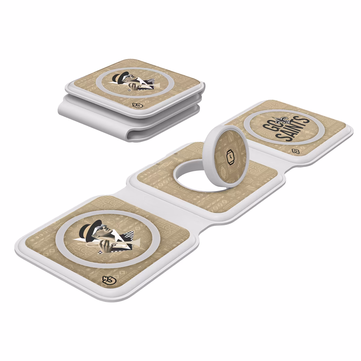 Keyscaper White New Orleans Saints 3-in-1 Foldable Charger 1 Keyscaper White New Orleans Saints 3-in-1 Foldable Charger