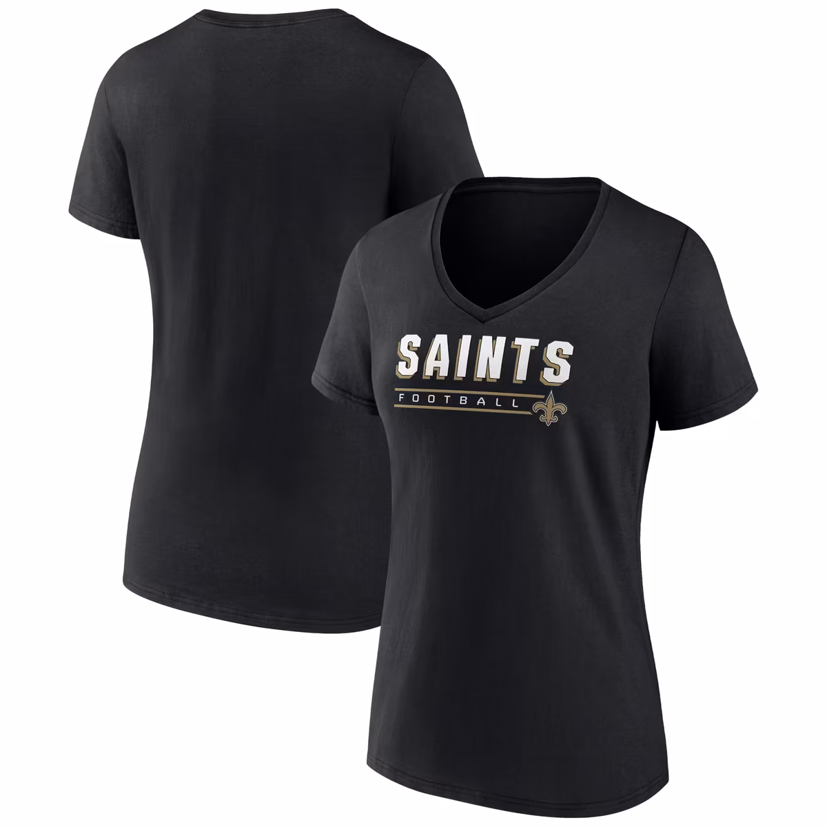 Women's Black New Orleans Saints Primary Play V-Neck T-Shirt 1 Women's Black New Orleans Saints Primary Play V-Neck T-Shirt