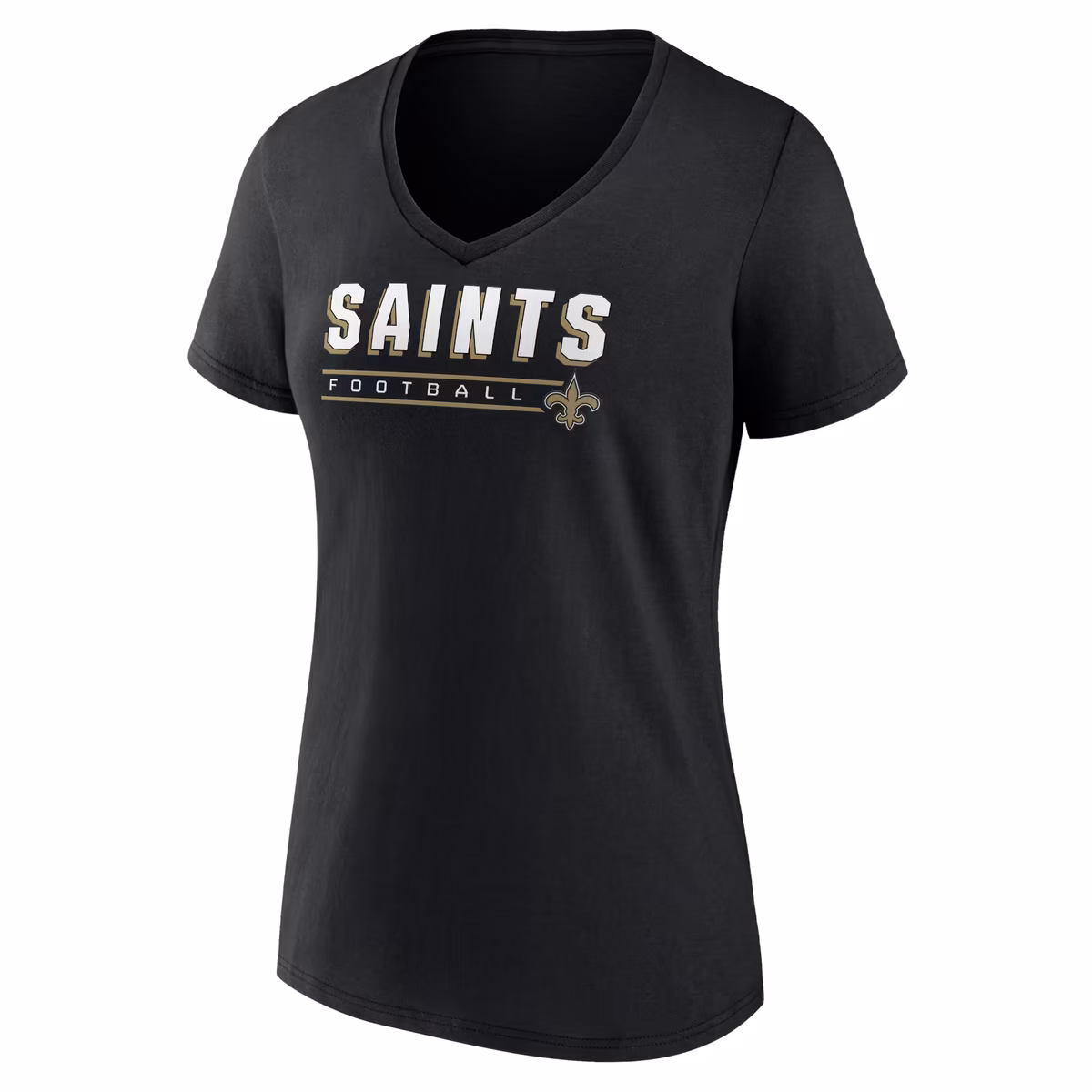 Women's Black New Orleans Saints Primary Play V-Neck T-Shirt 3 Women's Black New Orleans Saints Primary Play V-Neck T-Shirt
