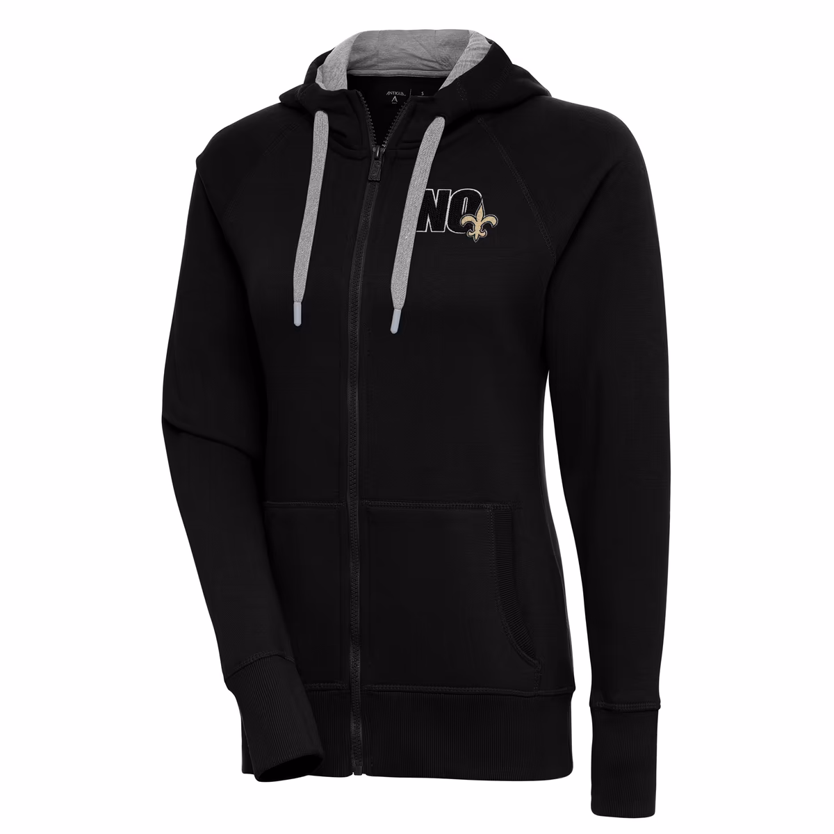 Women's Antigua Black New Orleans Saints Victory Full-Zip Hoodie 1 Women's Antigua Black New Orleans Saints Victory Full-Zip Hoodie