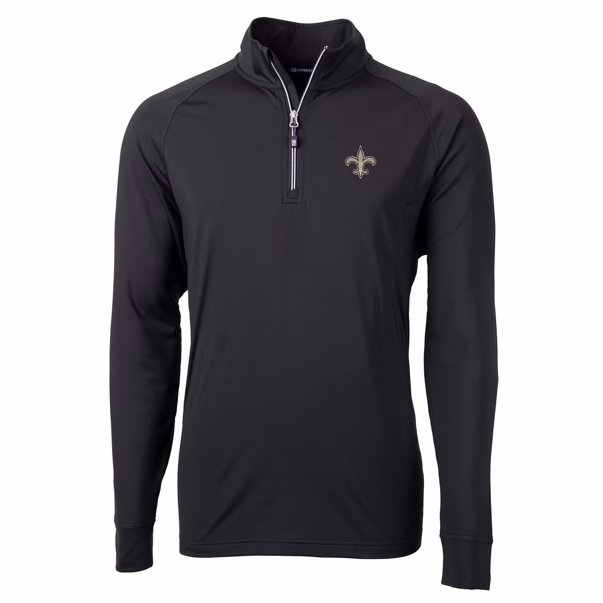 Men's Cutter & Buck Black New Orleans Saints Big & Tall Adapt Eco Knit Quarter-Zip Pullover Jacket