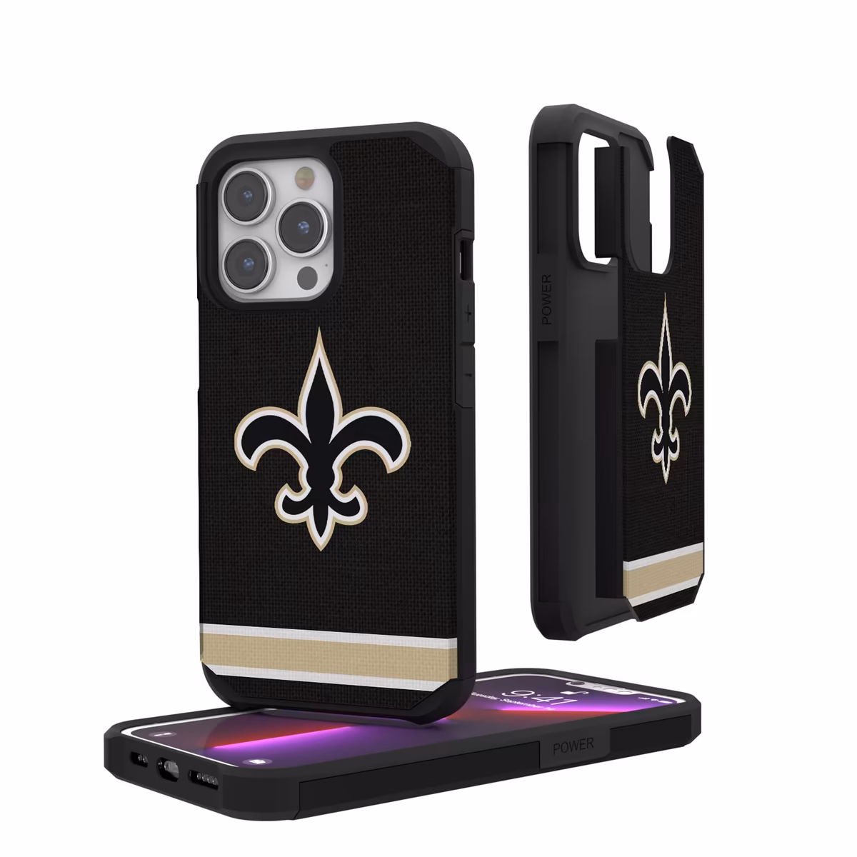 New Orleans Saints iPhone Rugged Stripe Design Case 1 New Orleans Saints iPhone Rugged Stripe Design Case