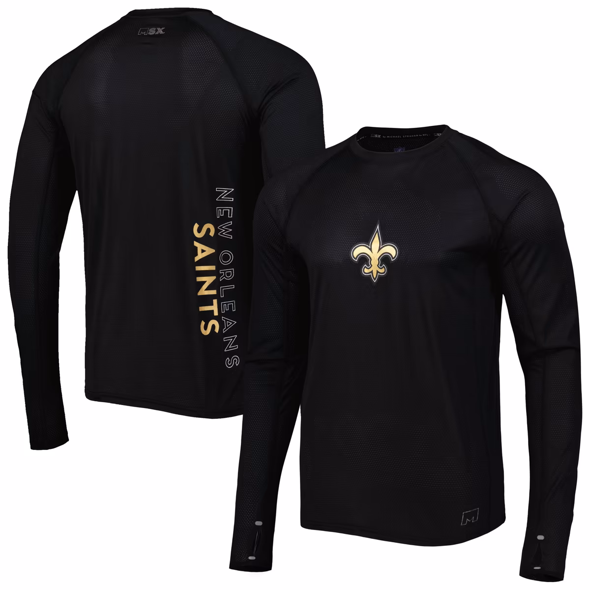 Men's MSX by Michael Strahan Black New Orleans Saints Interval Long Sleeve Raglan T-Shirt 2 Men's MSX by Michael Strahan Black New Orleans Saints Interval Long Sleeve Raglan T-Shirt