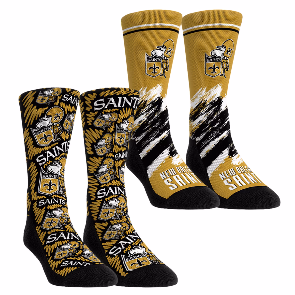 Unisex Rock Em Black New Orleans Saints Throwback Two-Pack Crew Socks Set 1 Unisex Rock Em Black New Orleans Saints Throwback Two-Pack Crew Socks Set