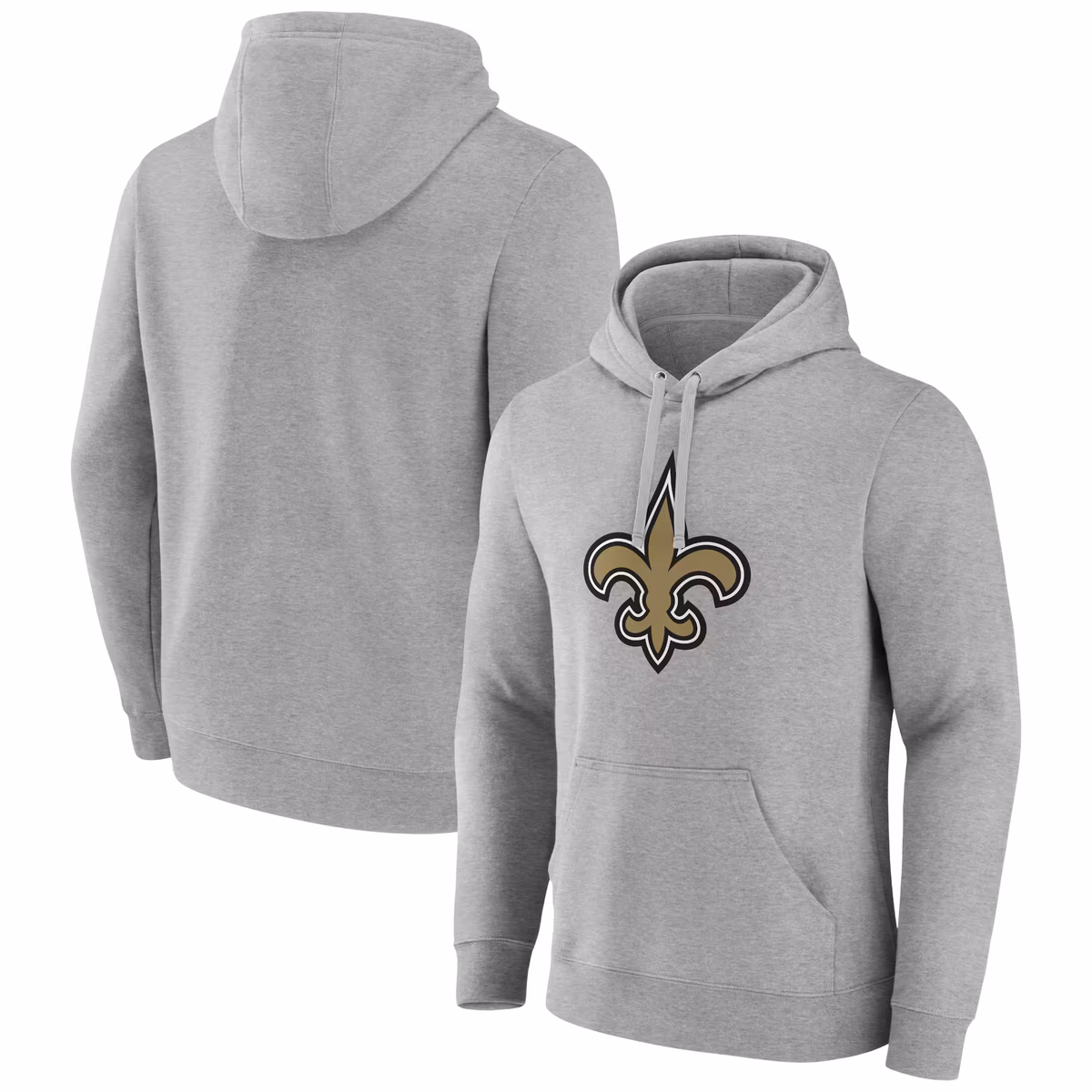 Men's Heather Gray New Orleans Saints Primary Team Logo Fitted Pullover Hoodie 1 Men's Heather Gray New Orleans Saints Primary Team Logo Fitted Pullover Hoodie