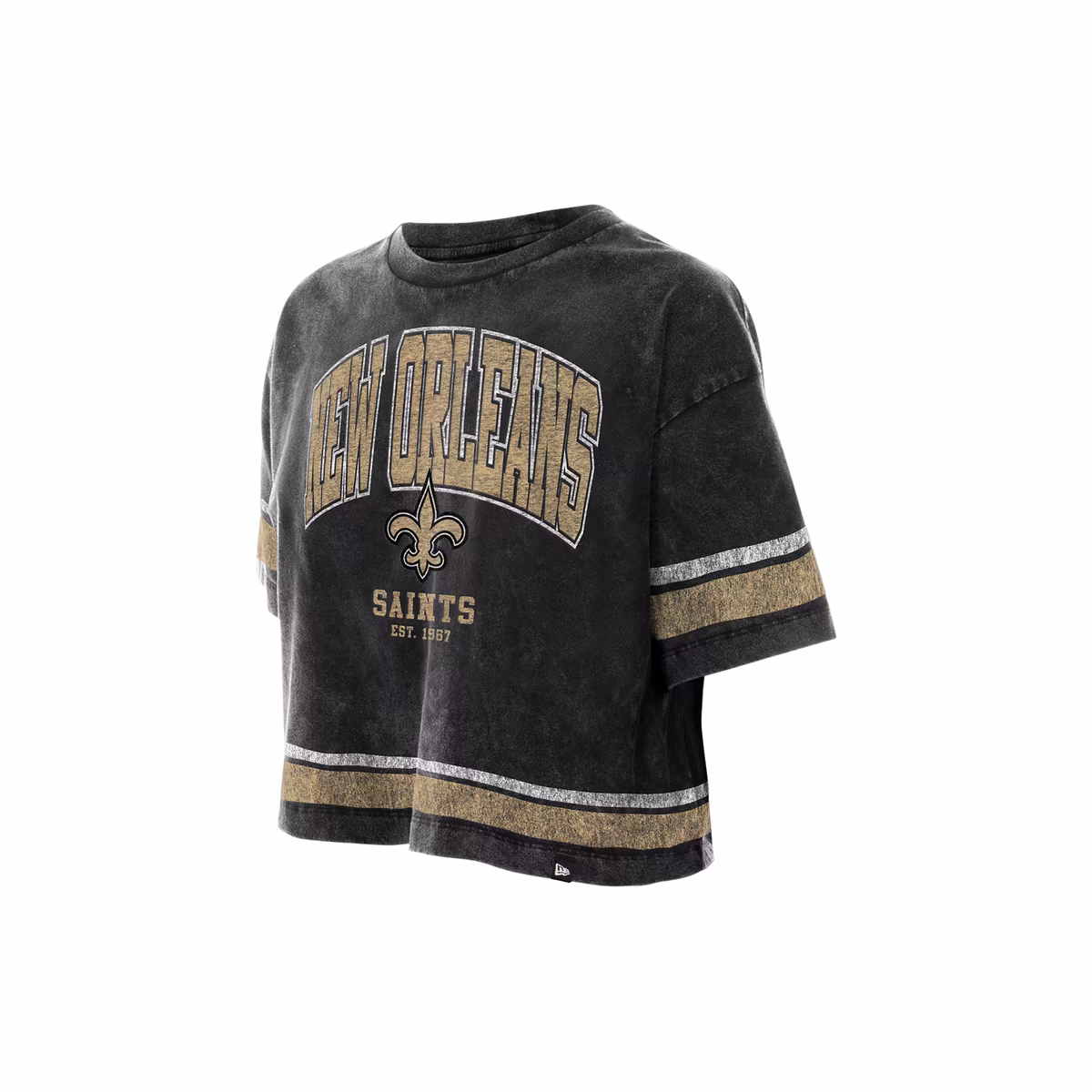 Women's New Era Black New Orleans Saints Lifestyle Mineral Wash Boxy Cropped T-Shirt 4 Women's New Era Black New Orleans Saints Lifestyle Mineral Wash Boxy Cropped T-Shirt