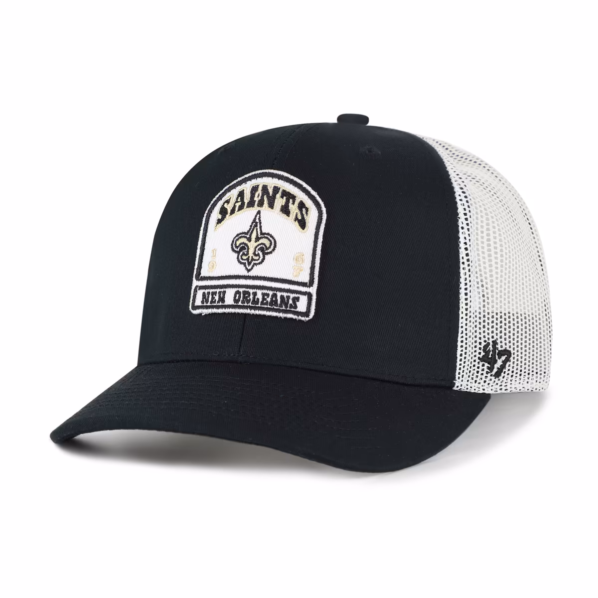 Men's '47  Black New Orleans Saints  Headstone Trucker Adjustable Hat