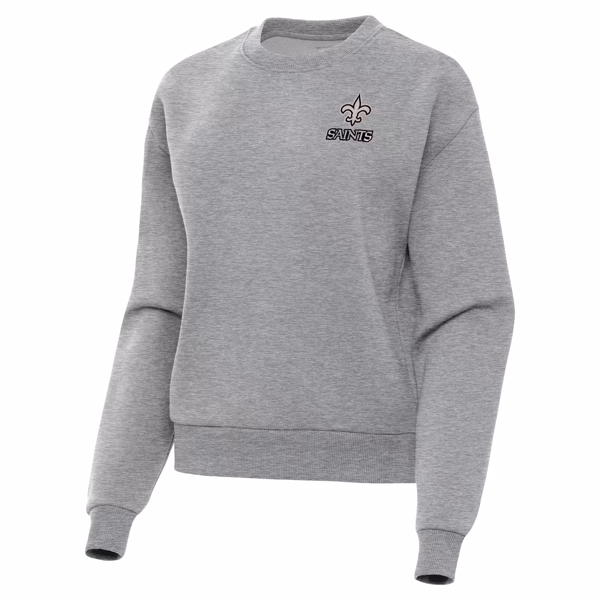 Women's  Antigua  Heather Gray New Orleans Saints Victory Pullover Sweatshirt