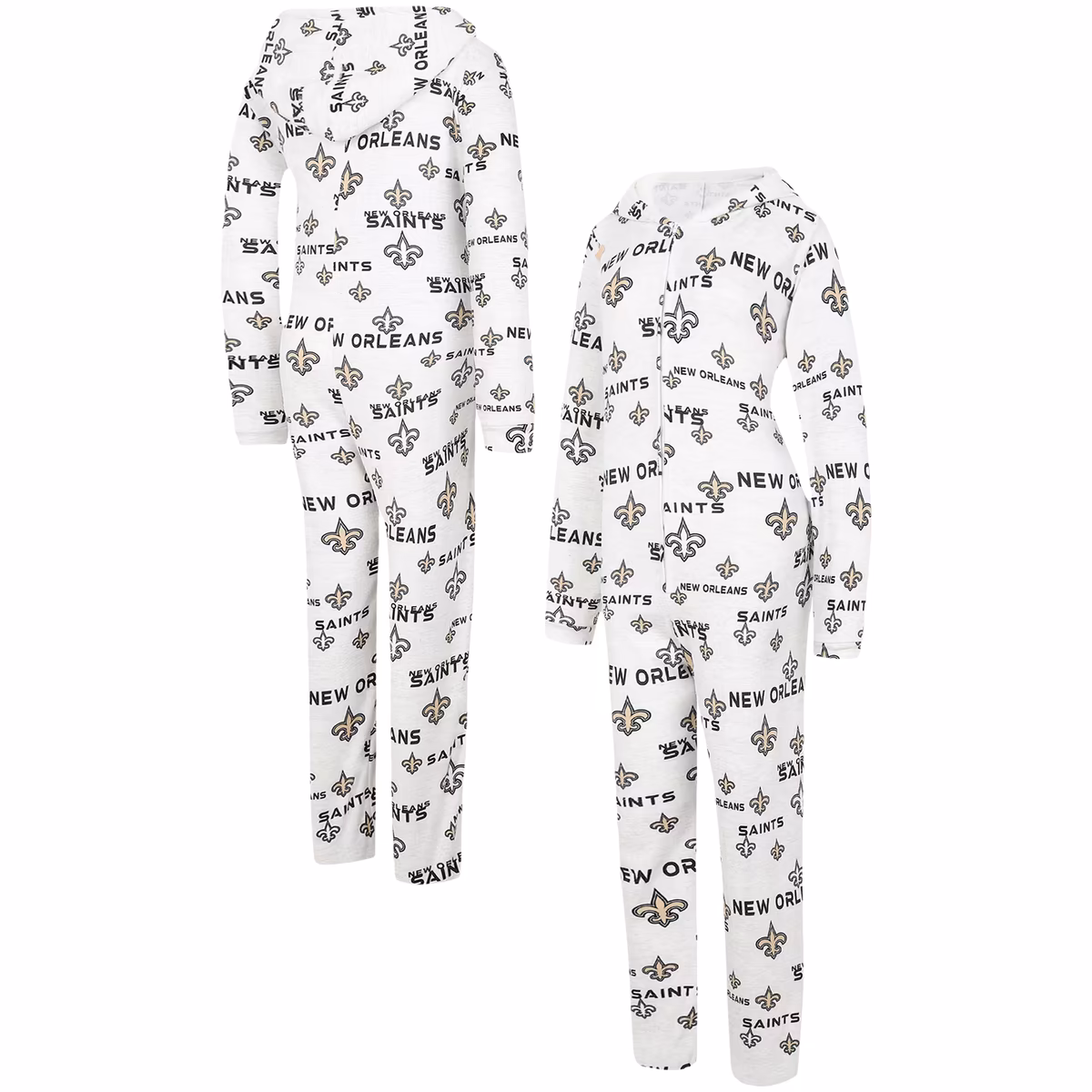 Women's Concepts Sport Cream New Orleans Saints Docket Hoodie Full-Zip Union Suit 2 Women's Concepts Sport Cream New Orleans Saints Docket Hoodie Full-Zip Union Suit