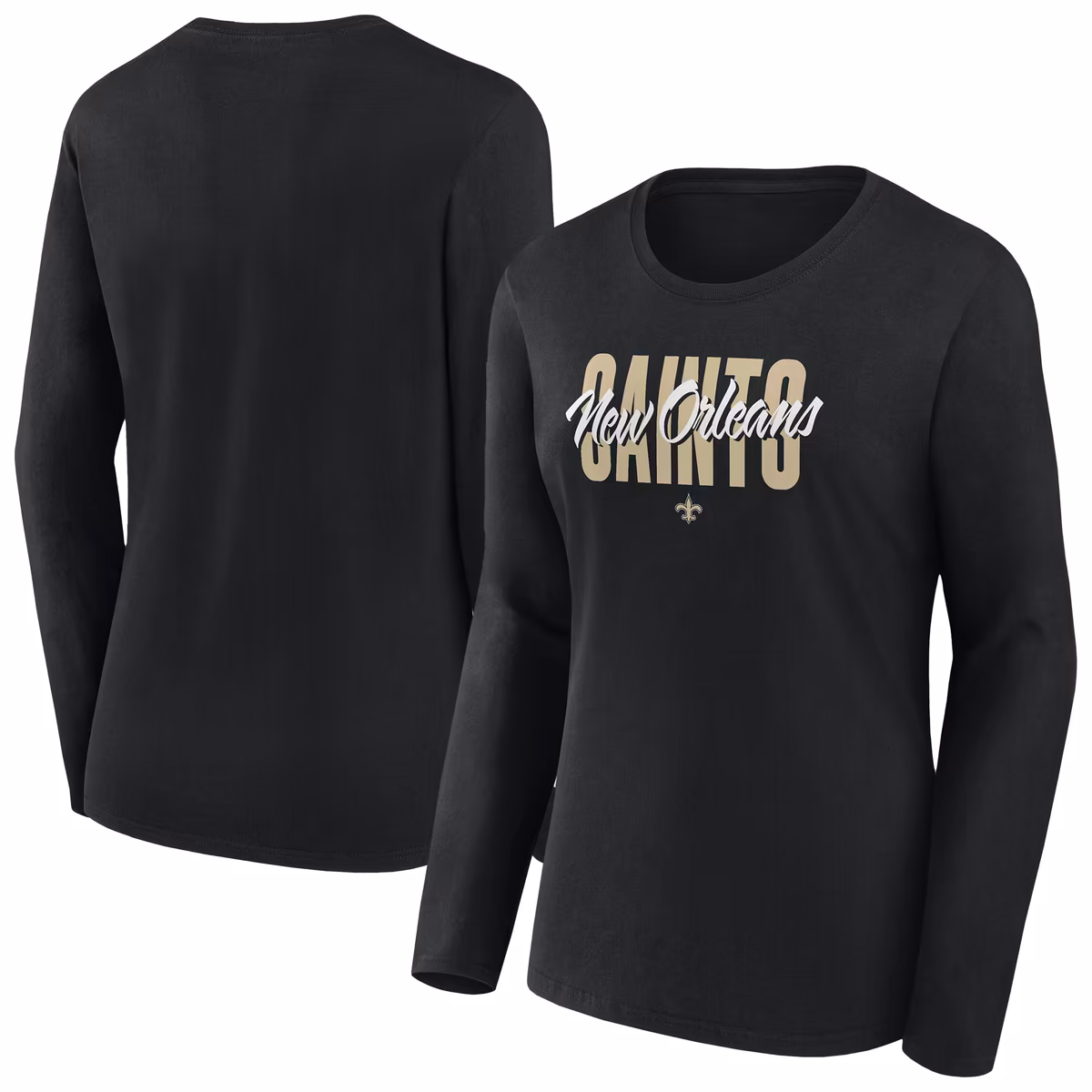 Women's Fanatics Black New Orleans Saints Long Sleeve Scoop Neck T-Shirt 2 Women's Fanatics Black New Orleans Saints Long Sleeve Scoop Neck T-Shirt