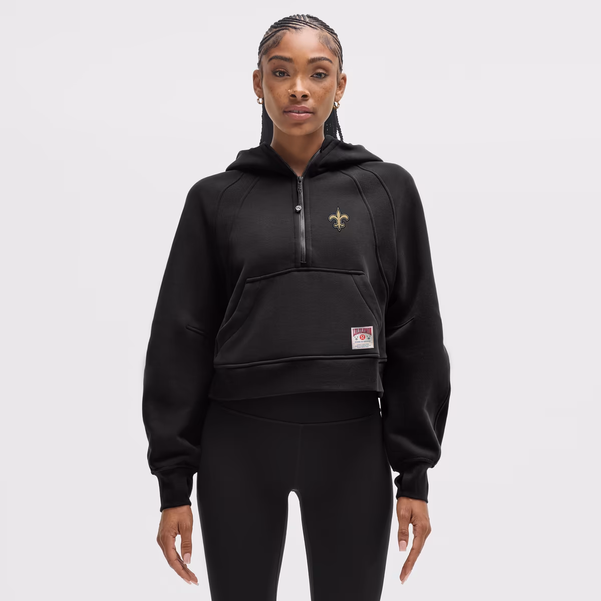 Women's lululemon Black New Orleans Saints Scuba Oversized Half-Zip Hoodie 8 Women's lululemon Black New Orleans Saints Scuba Oversized Half-Zip Hoodie