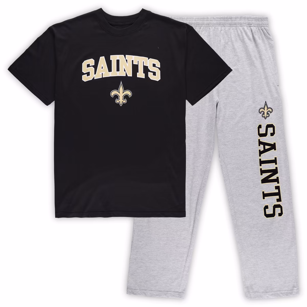Men's Concepts Sport Black/Heathered Gray New Orleans Saints Big & Tall Top & Pants Sleep Set 1 Men's Concepts Sport Black/Heathered Gray New Orleans Saints Big & Tall Top & Pants Sleep Set