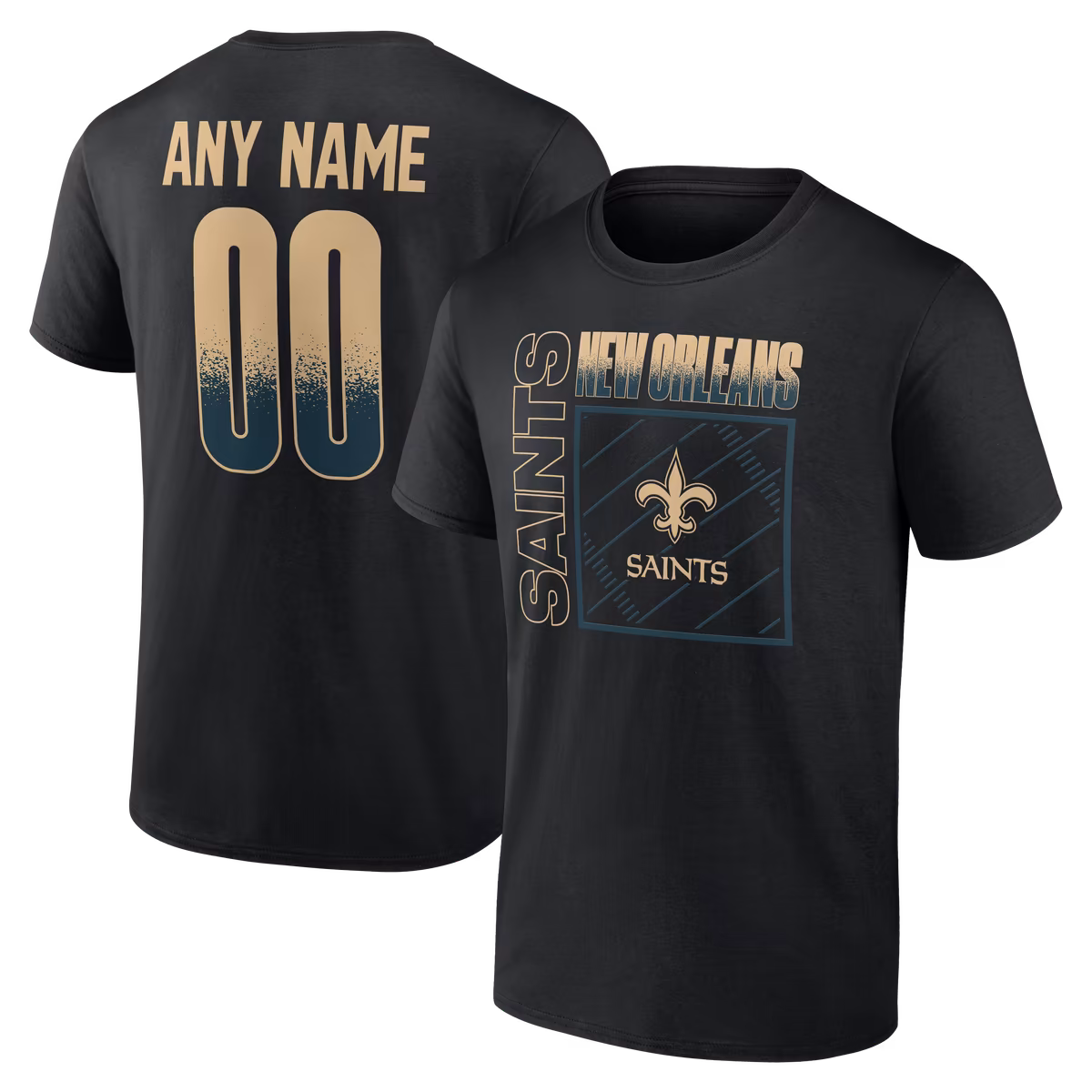 Men's Black New Orleans Saints Big & Tall Home Field Pop Personalized Name & Number T-Shirt