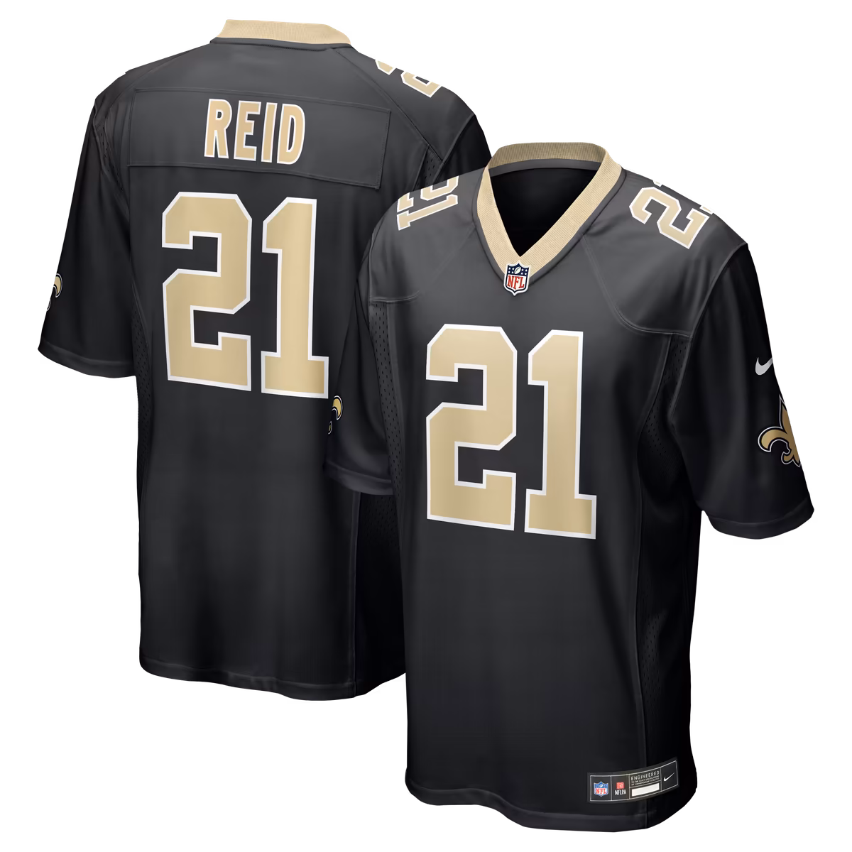 Men's Nike Justin Reid Black New Orleans Saints Team Game Jersey 8 Men's Nike Justin Reid Black New Orleans Saints Team Game Jersey
