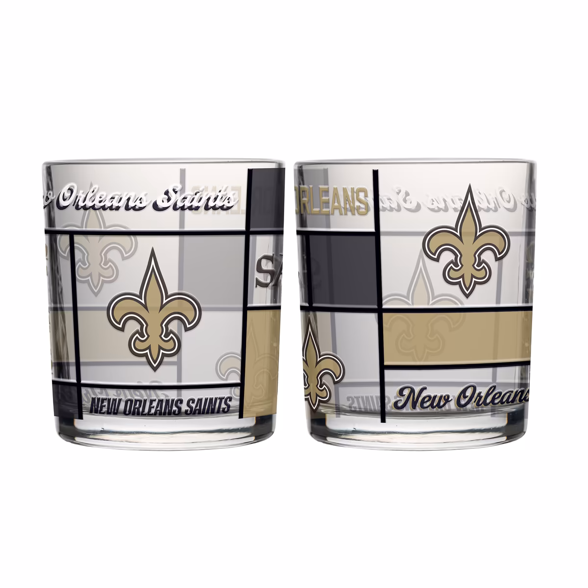 Logo Brands New Orleans Saints 12oz. Quilted Stained Two-Pack Rocks Glass Set