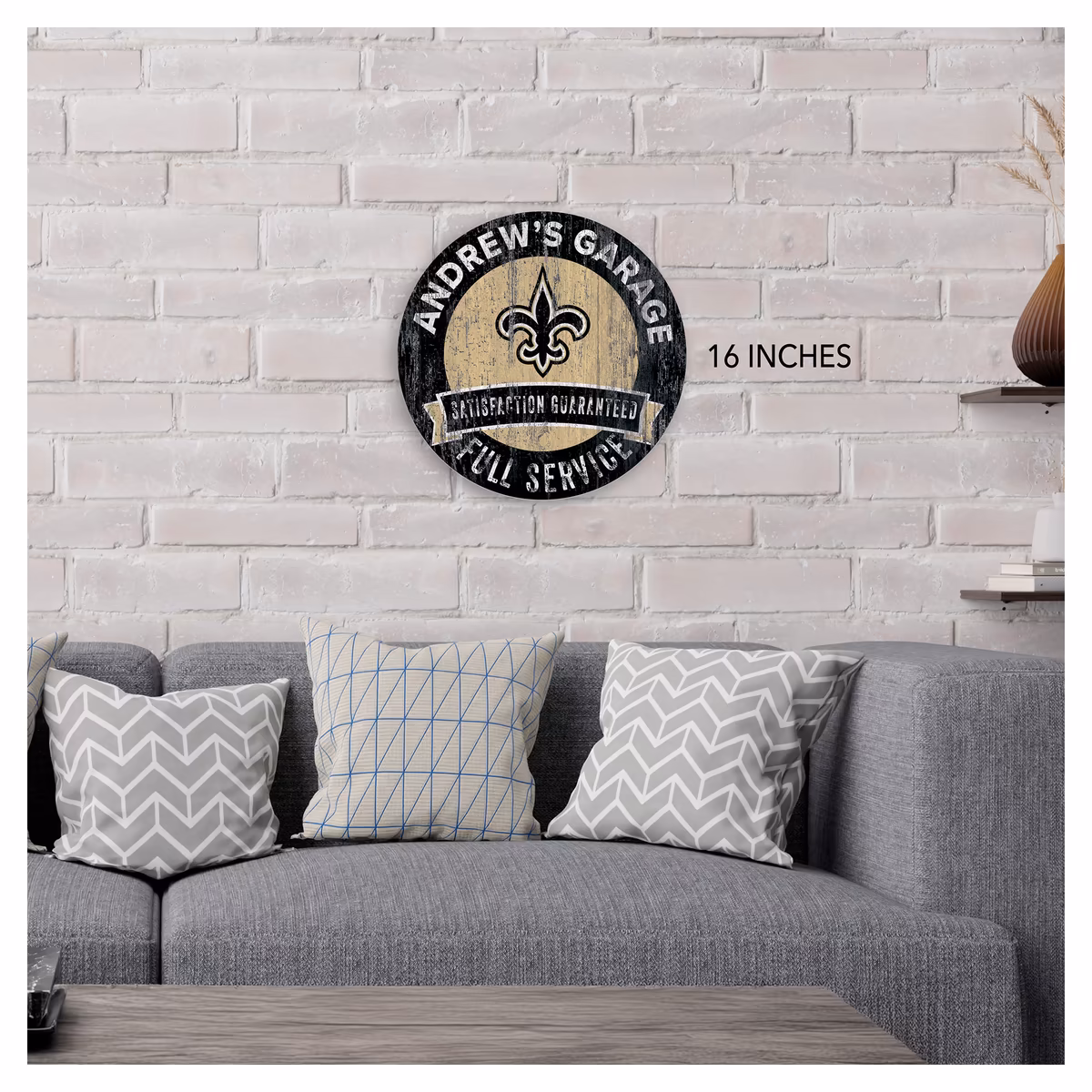 New Orleans Saints 16" Customizable Garage Circle 4 New Orleans Saints 16" Customizable Garage Circle