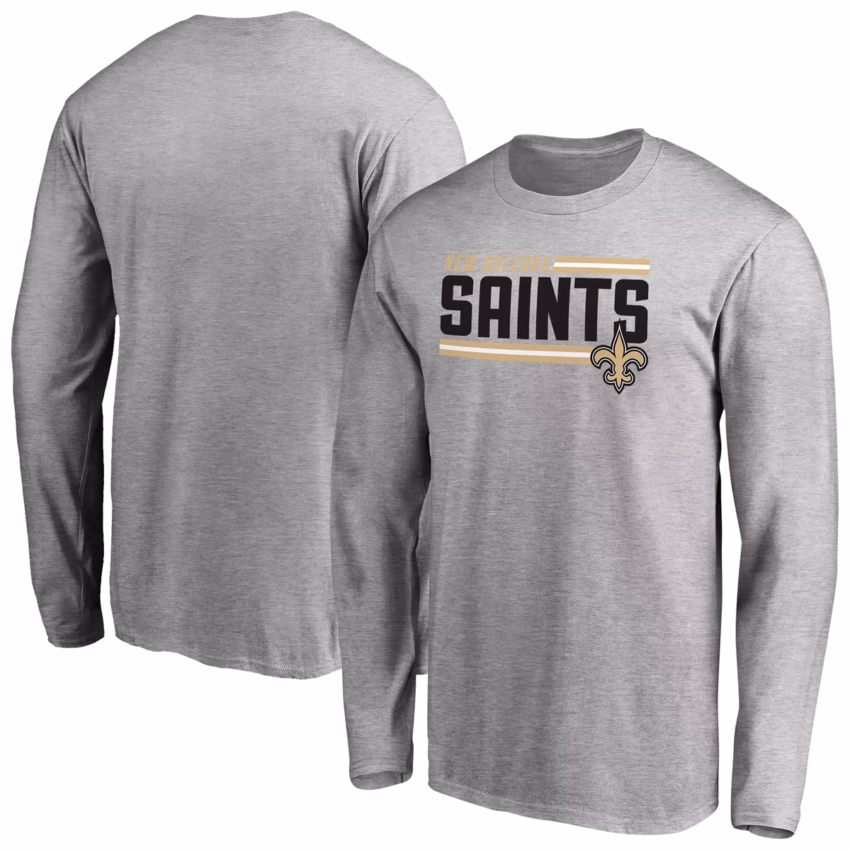 Men's Ash New Orleans Saints Iconic Collection On Side Stripe Long Sleeve T-Shirt