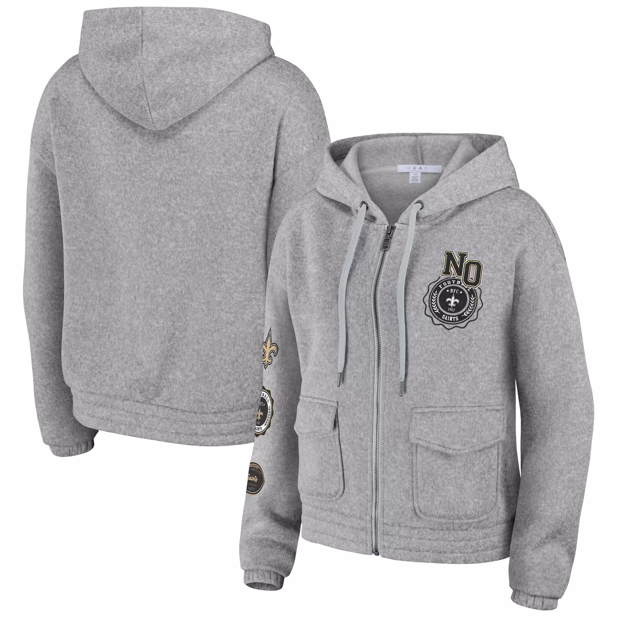 Women's WEAR by Erin Andrews Heather Gray New Orleans Saints Full-Zip Hoodie 2 Women's WEAR by Erin Andrews Heather Gray New Orleans Saints Full-Zip Hoodie