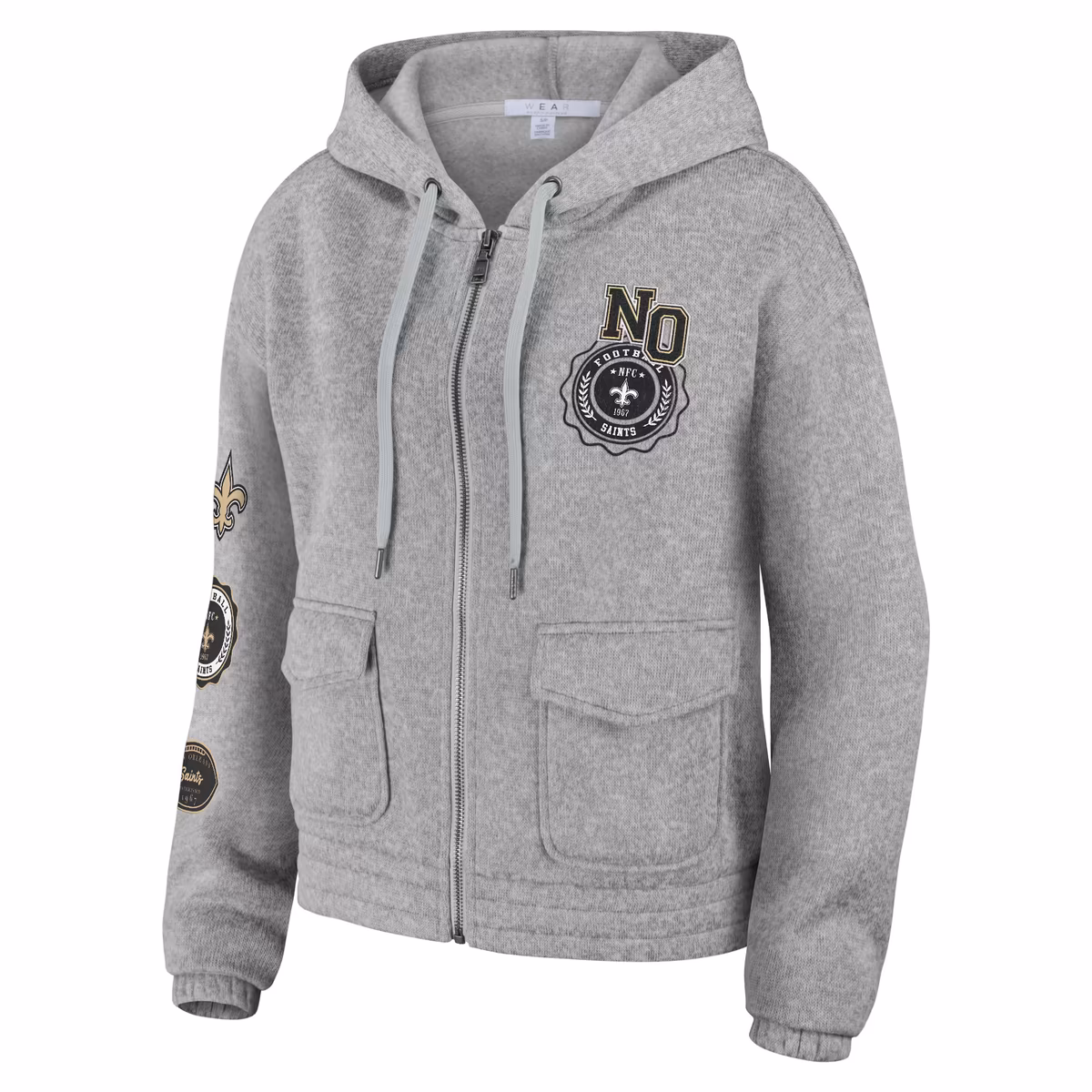 Women's WEAR by Erin Andrews Heather Gray New Orleans Saints Full-Zip Hoodie 3 Women's WEAR by Erin Andrews Heather Gray New Orleans Saints Full-Zip Hoodie